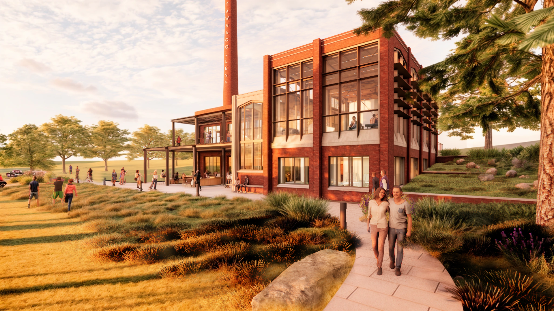 Rendering of Smokestack Renovation southwest view