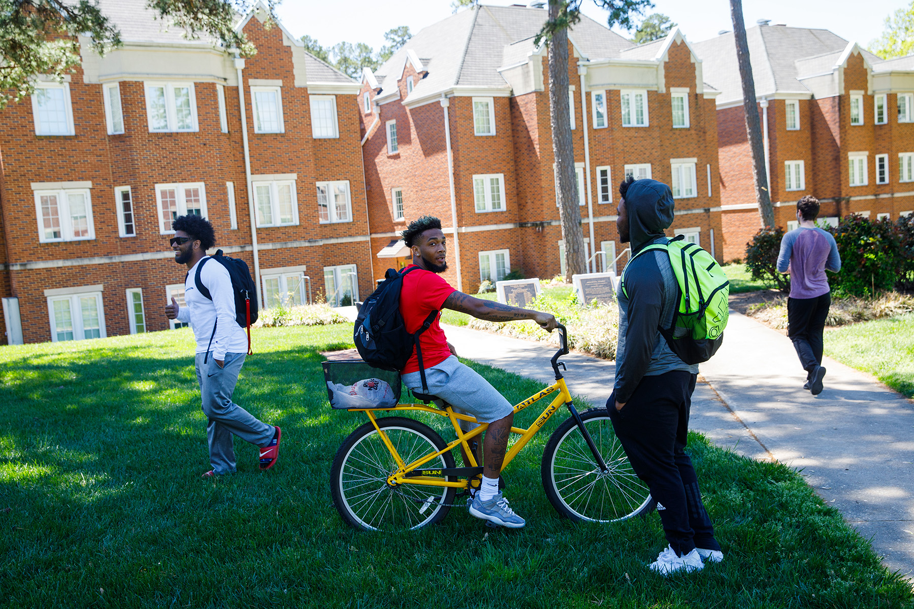 Students in front of Residence Halls