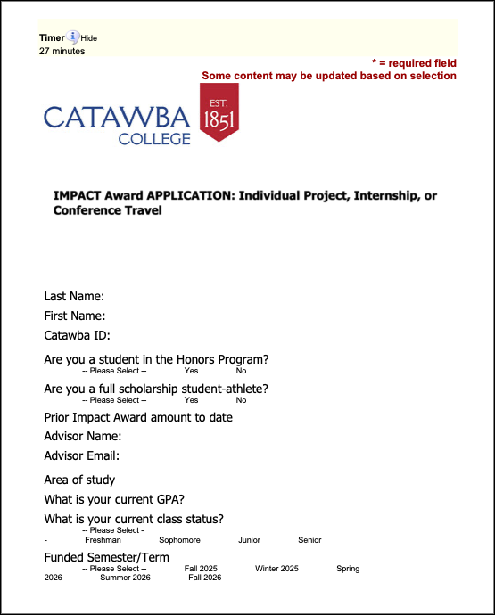 Impact Individual Application Screenshot