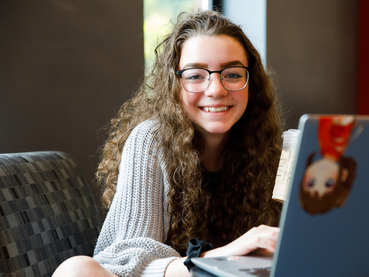 Catawba College Student at computer