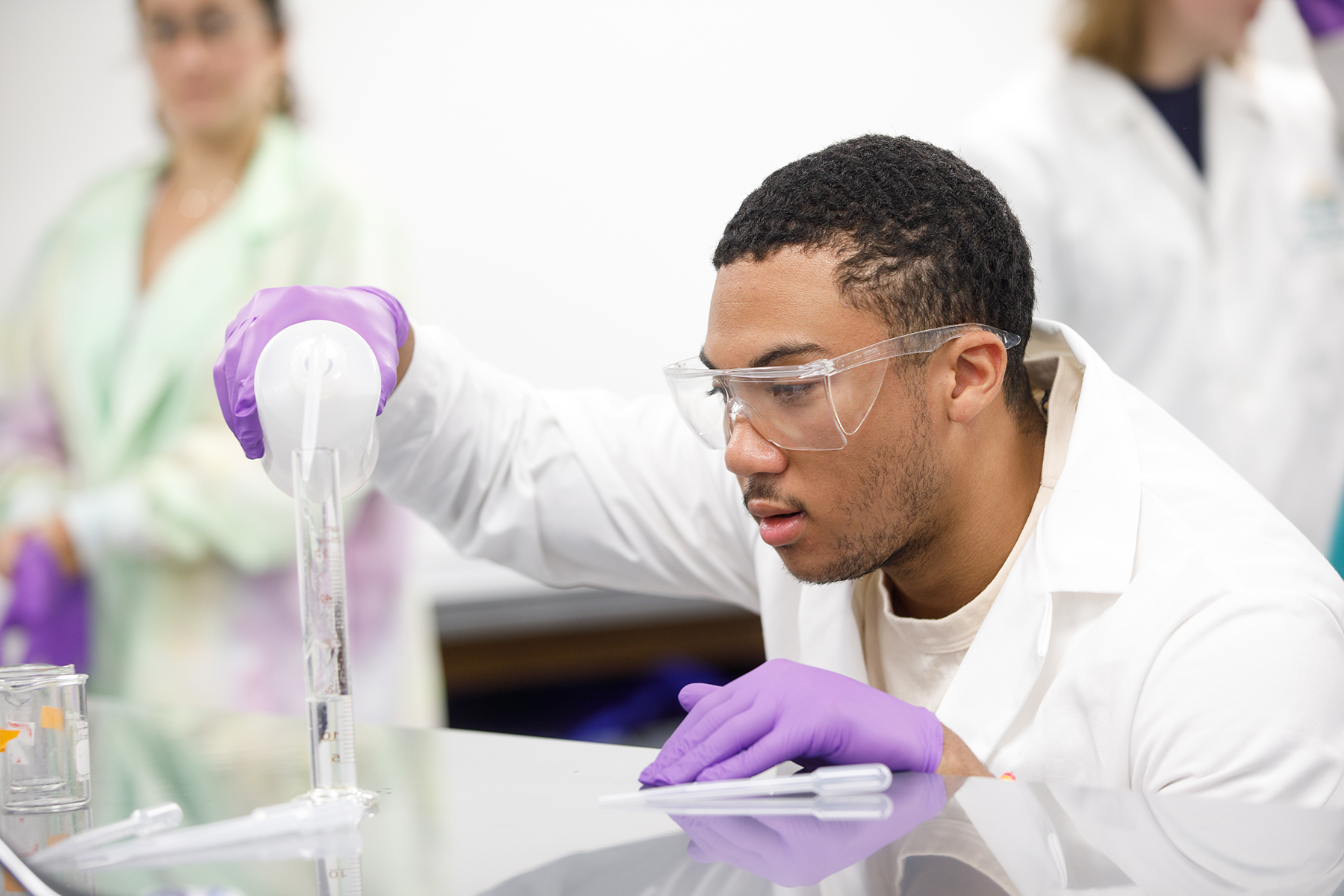 Male science student in lab
