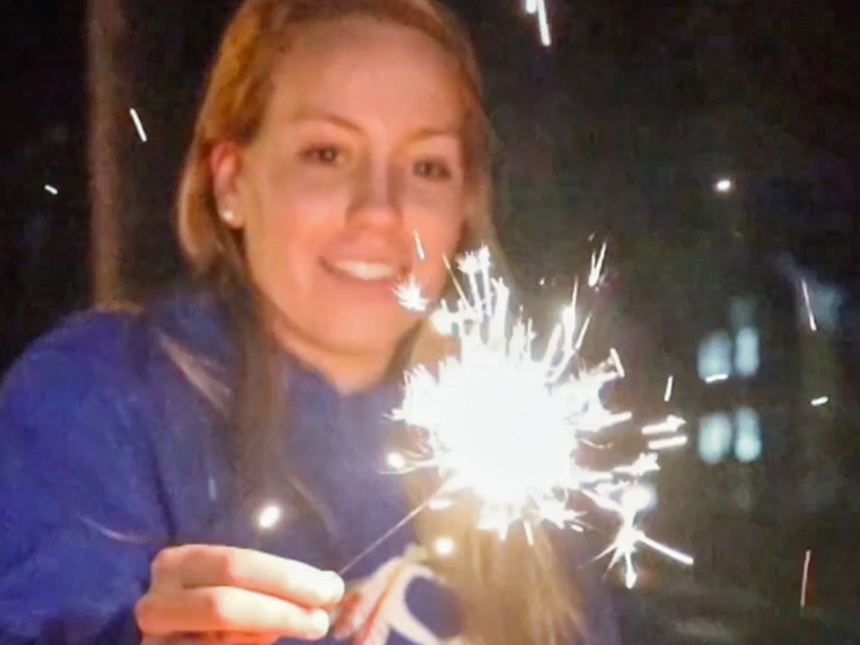 Catawba Student with Sparkler